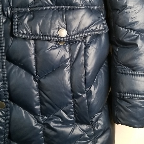 Navy Lands End Down Jacket- Check Out the Stitching! - Picture 2 of 5